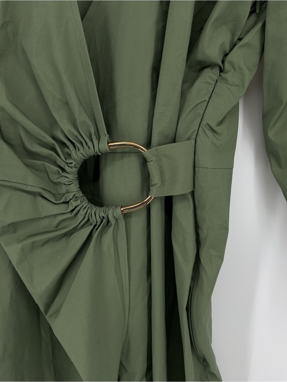 Veronica Beard Afton Wrap Dress Olive Green Ring Detail Midi Dress Size 10 - Picture 9 of 11